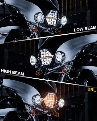 Image of Black-silver 1000% Bright 120W 7'' Motorcycles LED Headlight with Amber Turn Signal Compatible with Road King Road Glide Street Glide Electra Glide Ultra Limited Trike Heritage Softail Fat Boy Yamaha