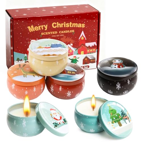 Obcxin Weihnachtskerzen, 6 Stück Duftkerze Weihnachten, 100%...