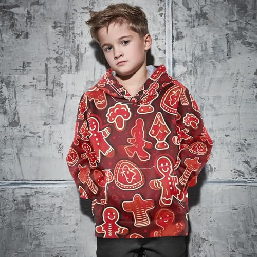 Kids Hoodies Sweaters Christmas Gingerbread Hooded Sweatshirts with Big Pockets for Boys Girls B0400024 5