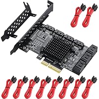 MZHOU Tarjeta PCI-E SATA de 10 Puertos - 6 Gbps Compatible Con
