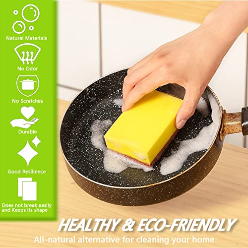 Image of Kitchen Cleaning Sponges, 6 Pack Heavy Duty Scrub Sponges Cleans Fast Non-Scratch Sponge for Washing Dishes and Cleaning Kitchen (Brown)
