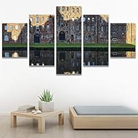 SIGNWIN 5 Panel Canvas Wall Art Modern Art Architecture & Maps Building Contemporary Expressive Multicolor Photography for Home Decorations Ready to Hang - 60