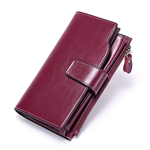 Womens Wallet RFID Blocking Long Purse Genuine Leather Credit Card Holder Clutch Phone Wallet Purse with ID Window, Pink, One Size2