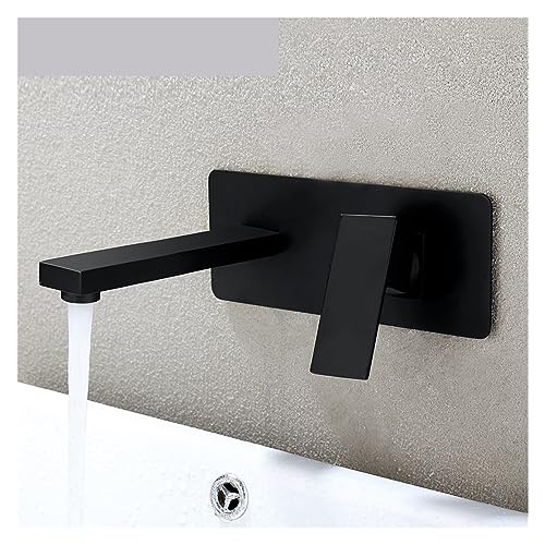 Mezclador de lavabo de pared en negro mate con latón de alta resistencia 3