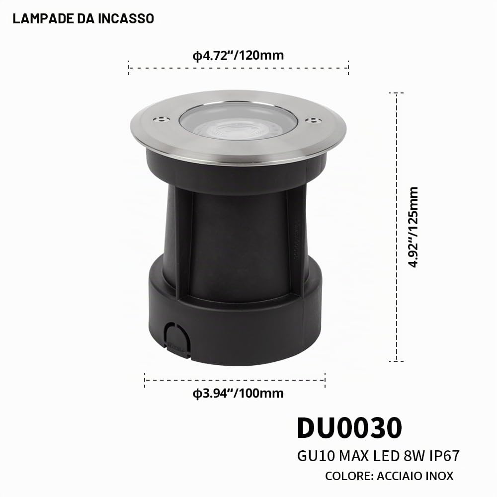 DAWALIGHT Faretto a Pavimento da Esterno Sostituibile 5W GU10 Faretto da Incasso Giardino IP67 Impermeabile Esterno Lampada da Terra per Giardino Sentieri Carrabile, Acciaio inossidabile