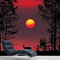 Wall Mural Sunset Sunrise Background Nature Scenery Removable Self-Adhesive Wallpaper Wall Decoration for Bedroom Living Room - 66x96 inches
