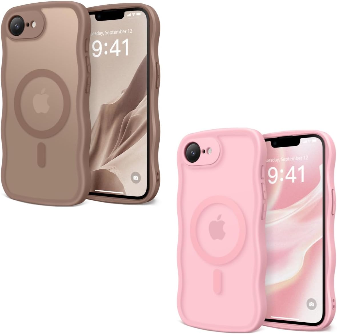 CAPRARO Magnetic for iPhone 16E Case Brown and Peach Pink Bundle