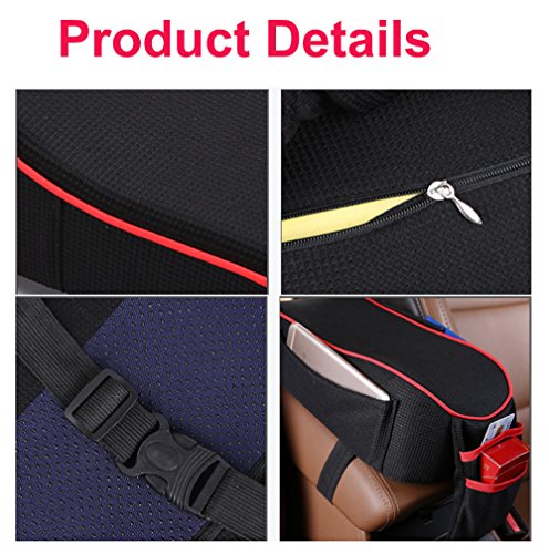 Mlovesie Auto Center Console Armrest Pillow, Memory Foam Car Armrest Cushion With Phone Holder Storage Bag Universal Fit For Most Car (Black) #TOP4