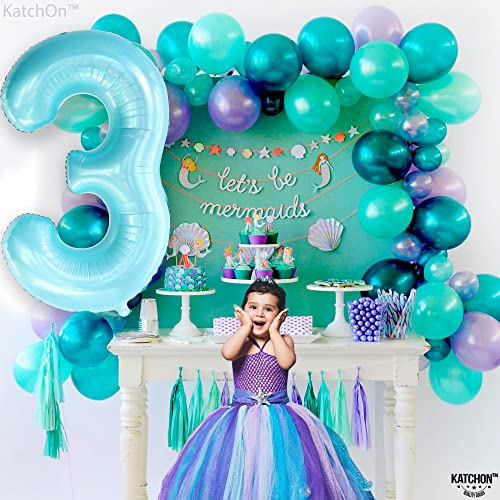 Image of KatchOn Light Blue Number 3 Balloon 40 Inch