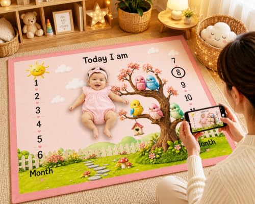 Image of NEW COMERS Milestone Baby Blanket for All Season Play Mat, Super Soft Foam | 3 Layer Thick Mat Blankets for Kids /New Born Monthly Photoshoot