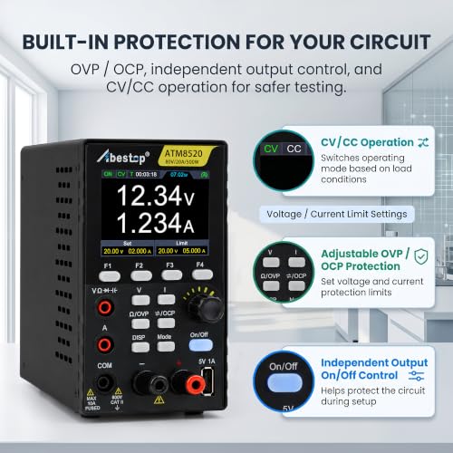 Image of DC Power Supply Variable, 80V 20A 500W Programmable Power Supply Multimeter