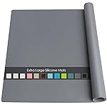 Extra Large Silicone Mats For Kitchen Counter, 27.6\'\' x19.7\'\' Silicone Placemats for Kids, Nonstick Nonskid Silicone Mat for Baking Crafts, Waterproof Heat Resistant Mat Coffee Mat, Dark Gray, 1Pcs