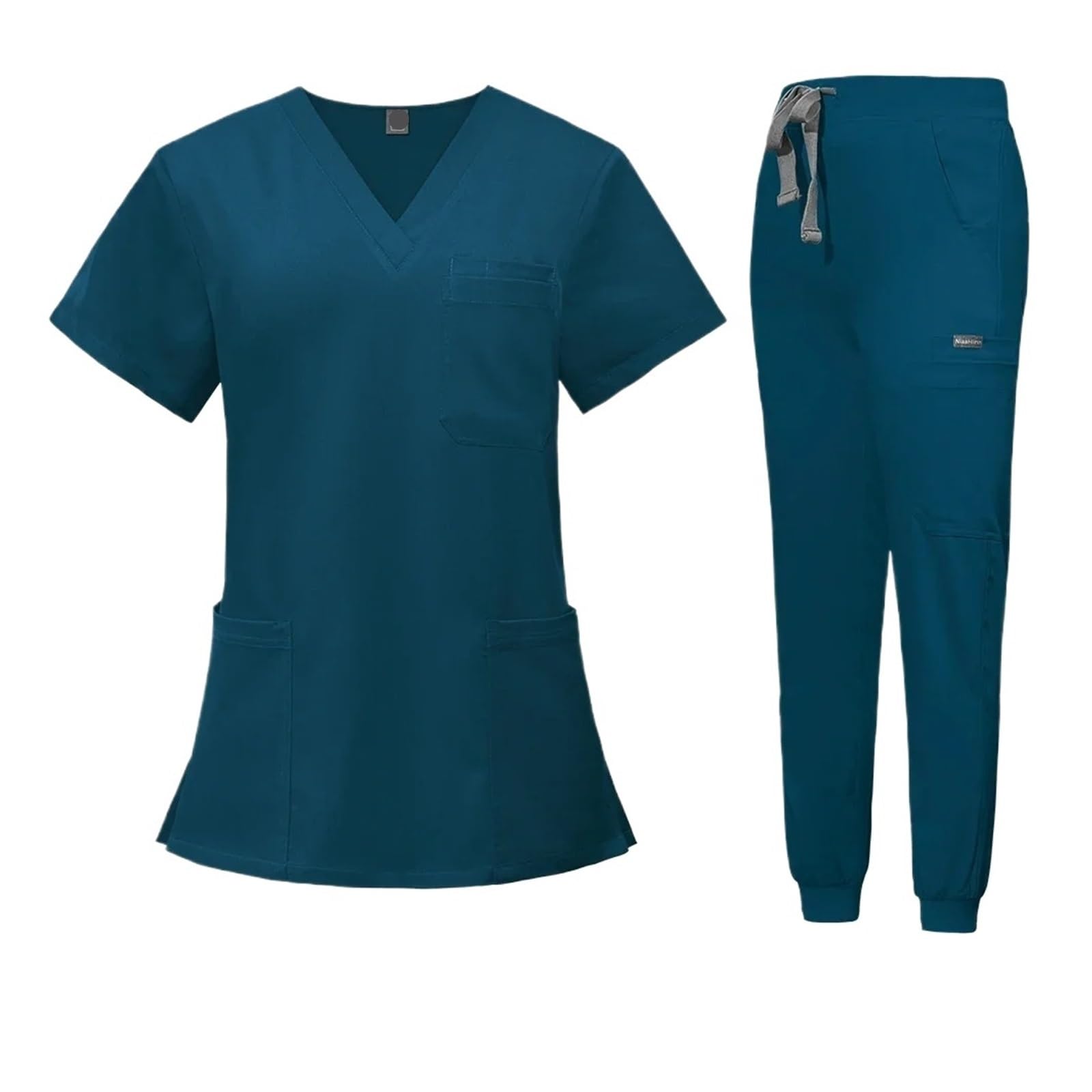 Uniforme de enfermera Traje de uniforme médico for mujer, Tops de manga corta con cuello en V, pantalones for correr, uniforme for enfermería, ropa de trabajo Multicolor for médico y mascotas(Blue1,L)