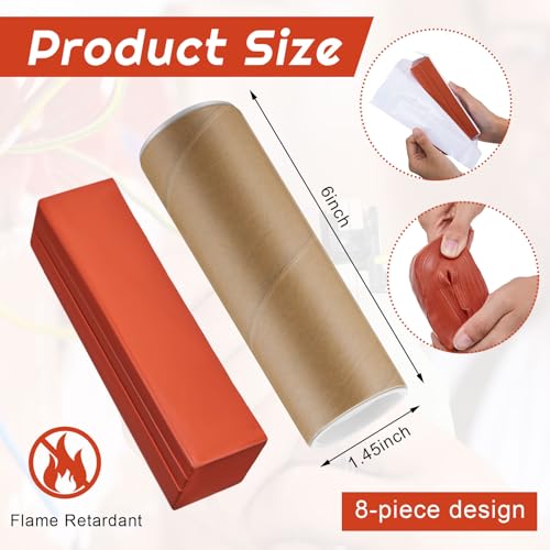 Image of Amylove 8 Pcs Fire Barrier Plumbers Putty Duct Seal Electrical Putty for Wall, Duct, Plumbers, 1.45 in x 6 in, Red