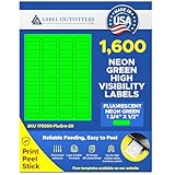 1,600 Label Outfitters Fluorescent Green LASER ONLY Labels,1.75 x 0.5 inches, 20 Sheets,