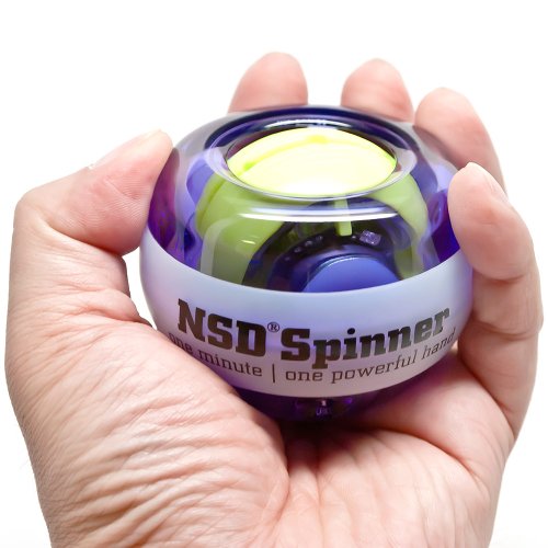 NSD Power Lit Spinner Gyroscopic Hand, Wrist & Forearm Exerciser, Small & Compact, Easy to Use, Variable Led Light Colors, Purple, 5 x 3 x 4.5"