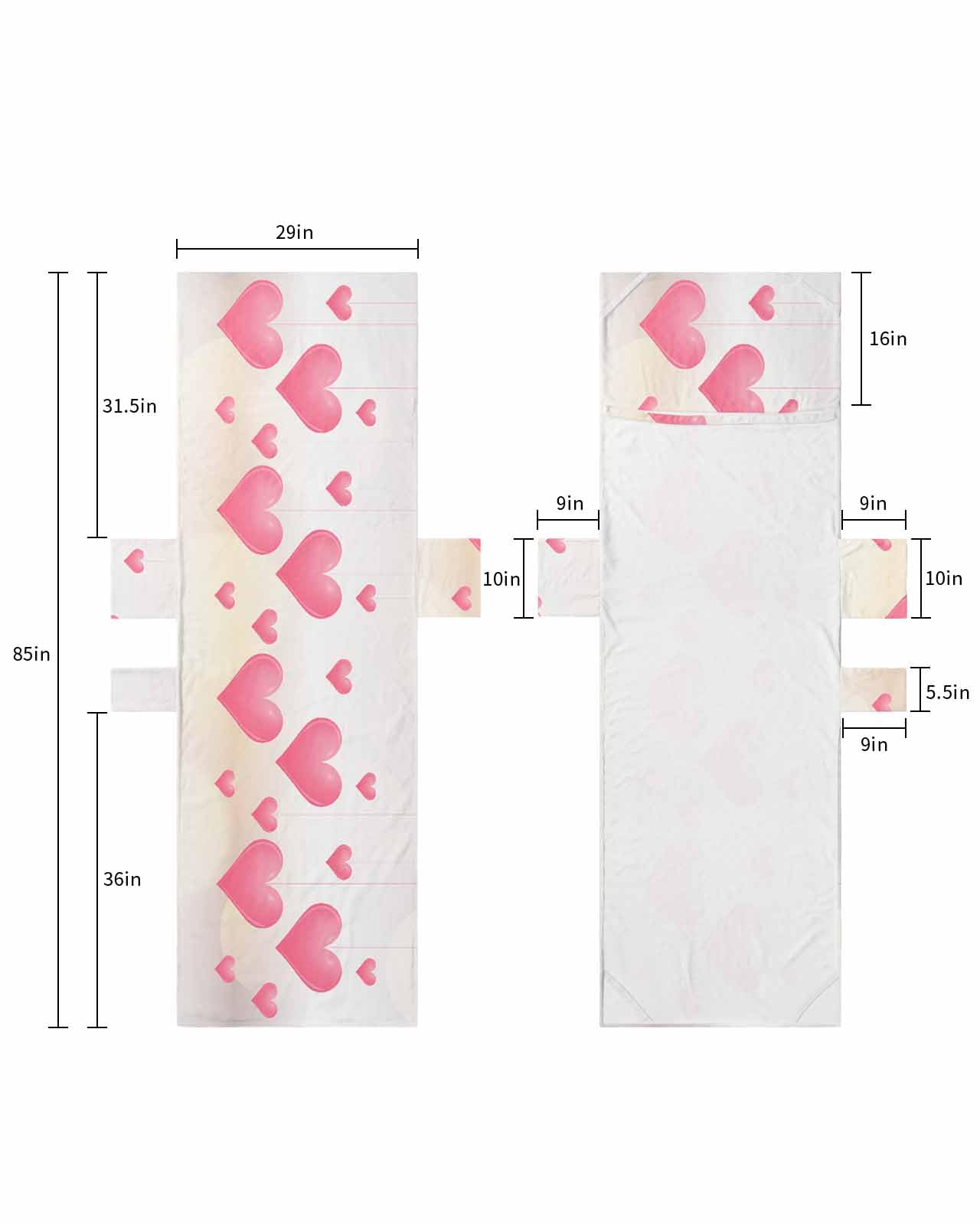 Pink Love Heart Beach Lounge Chair Towel Cover, Soft Chaise Lounge Towel with Side Pockets Patio Pool Chairs Cover for Beach/Pool Sunbathing 29x85 Valentines Day Love Heart Pink