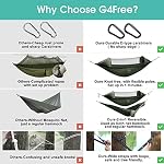 G4Free Large Camping Hammock with Mosquito Net 2 Person Pop-up Parachute Lightweight Hanging Hammocks Tree Straps Swing Hammock Bed for Outdoor Backpacking Backyard Hiking (New Army Green) | 440lb, Portable Hammock with Bug Net, Tree Straps, Tent Tar