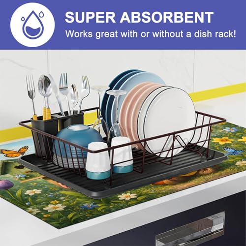 Image of HOMETITUTE Spring Gnome Stove Top Covers for Electric Stove 28x20 Inches Heat Resistant Glass Cooktop Protector Pad Decorative Stovetop Cover Dish Drying Mats for Kitchen Countertop Coffee Bar Decor