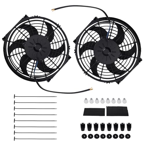 Image of maXpeedingrods 2X 10 inch Universal Slim Fan Push Pull Electric Radiator Cooling 12V Mount Kit