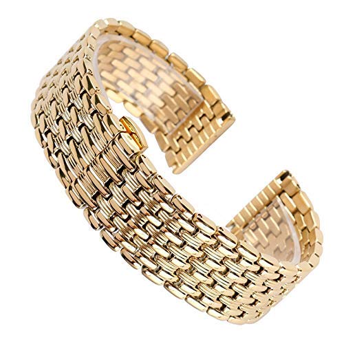 Uhrenarmband, 18 mm, 20 mm, 22 mm, massives Gold, Uhrenarmbänder, Edelstahl-Armband, verstellbar, Ersatz-Modearmband + 2 Federstege (Bandbreite: 20 mm)