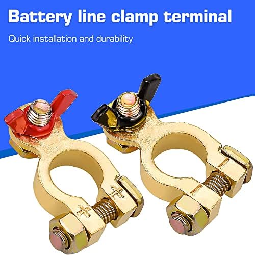1 Pair Car Battery Terminals Clamps, 12V/ 24 V Battery Terminals Connectors Positive and Negative with Wing Nut for Cars Vans Truck