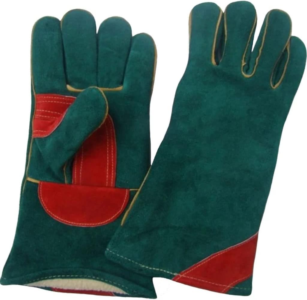 [きすけい] JSEIAJB 暖かい冬の耐火性鍛造ライニンググリル バーベキュー溶接機火炎遅延長い牛の革溶接ワークグローブ