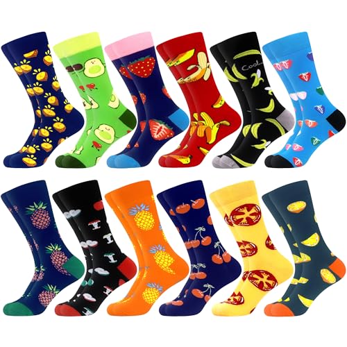 Chaussettes amusantes en coton motif WeciBor : lot de 12 paires colorées pour homme
