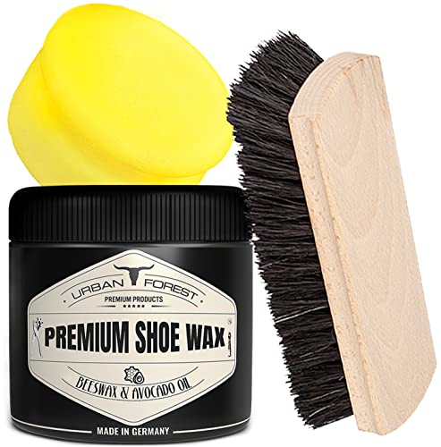 URBAN Forest® Kit de cirage de chaussures de qualité supérieure pour l'entretien du cuir et l'entretien des chaussures composé de cirage incolore, brosse...