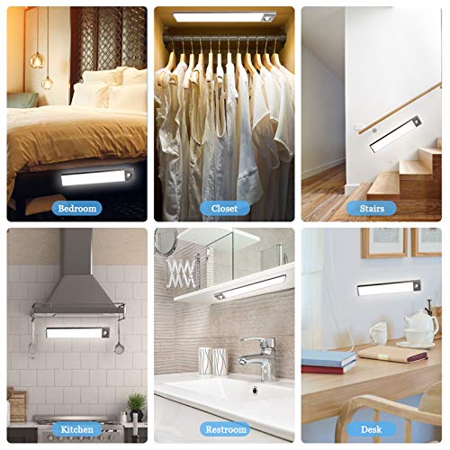 Under Cabinet Lights, Stepless Dimming Ultrathin Cordless Cabinet LED Lighting Stick Motion Sensor Light Indoor, USB Rechargeable Under-Counter Light Fixtures Smart Homelife Lights, Led Closet Light - Thumbnail 2