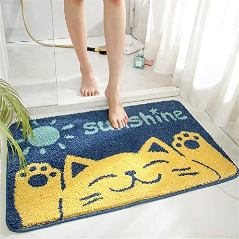 Bathroom Rug mat, Non-Slip Soft Microfiber Washable Water Absorbent Colourful Cute Bath mats Rugs Set for Bathroom,Kids,Indoor, tub and Shower -CAT - 16"x24"/40x60cm Cover