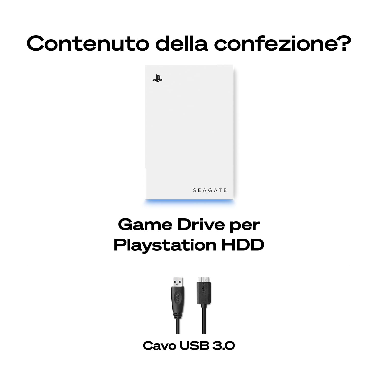 Seagate Game Drive 2TB Extern HDD PS4 PS5 USB 3.0 Blå LED Officiellt Licensierad