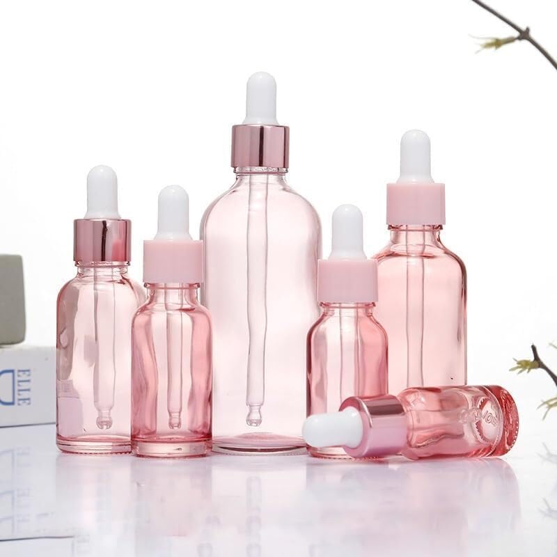 Mini Bottiglie di Profumo da Viaggio, Atomizzatore di Profumo 1pc Bottiglie di Profumo Ricaricabili 5ml-100ml Coperchio Rosa Vetro Rosa Liquido Pipetta Nebulizzazione Bottiglia Spray Ricaricabile (Col