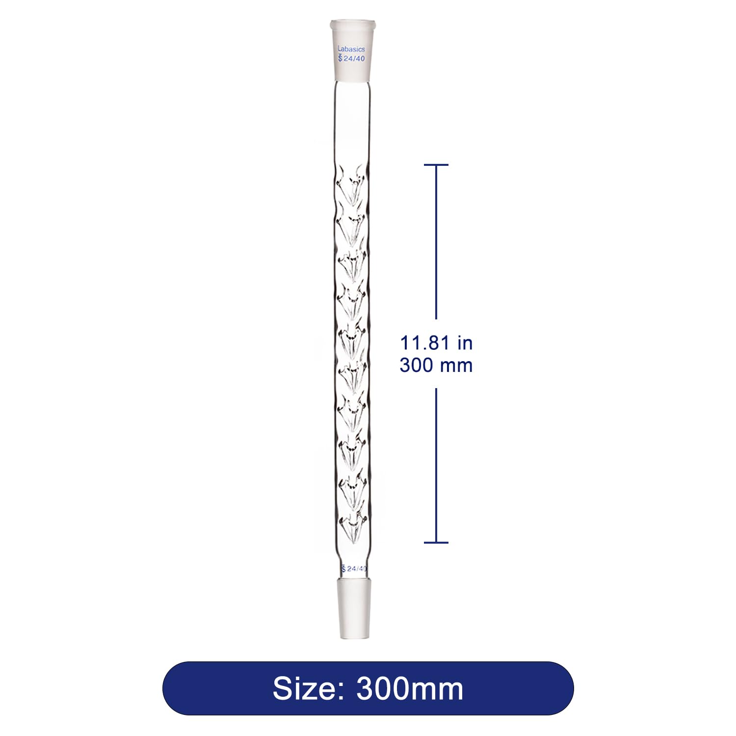 Labasics Columna de Destilación Vigreux, 24/40 300 mm Longitud de Vidrio de Borosilicato Fraccionario Columna de Destilación Columna Vigreux con Sangrías para Laboratorio