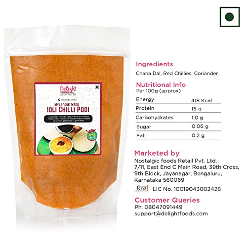 Image of Delight Foods Mylapore Iyer's (Idli Chilly Podi + Parappu Podi)700g - Ready Masalas | Mixed Spices | Tamil Nadu Special | NO PRESERVATIVES | Masala |