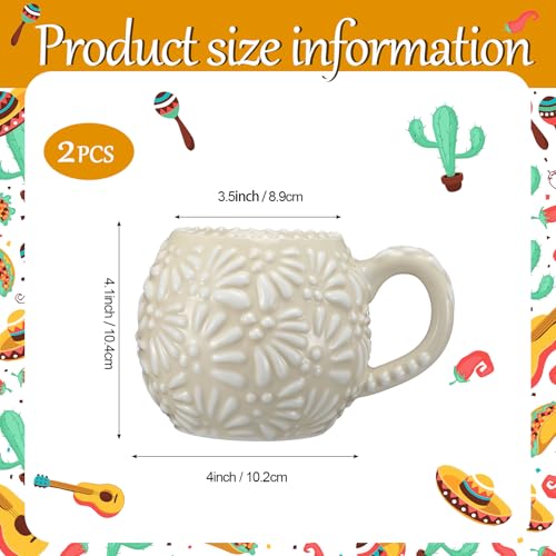 Set 2 Mugs Mexicanos de Cerámica Beige y Blanco 12 oz miniatura 2