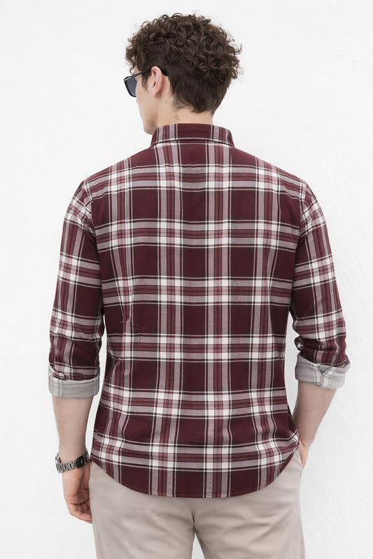 Image of OTUS Men's Cotton Casual Printed Checkered Stylish Shirt for Men