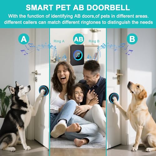 Yoiilifee-Dog-Door-Bell-for-Potty-Training-Smart-Wireless-Doggie-Doorbell-to-Go-Outside-1000-Feet-Long-Range-with-IP65-Waterproof-Super-Light-Touch-Button-60-Melodies-Adjustable-Volume