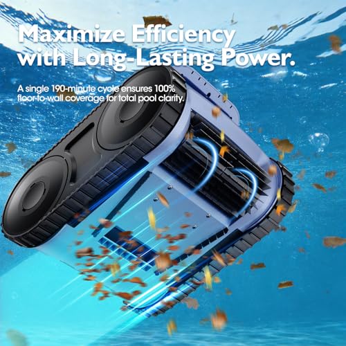 [2026 Release] Automatic Robotic Pool Vacuum for Inground & Above Ground Pools, Wall Climbing Pool Vacuum Cleaner, Cleans Floor, Walls, Waterline, Drain & Skimmer up to 2150 Sq. Ft., 190 Min - Thumbnail 3