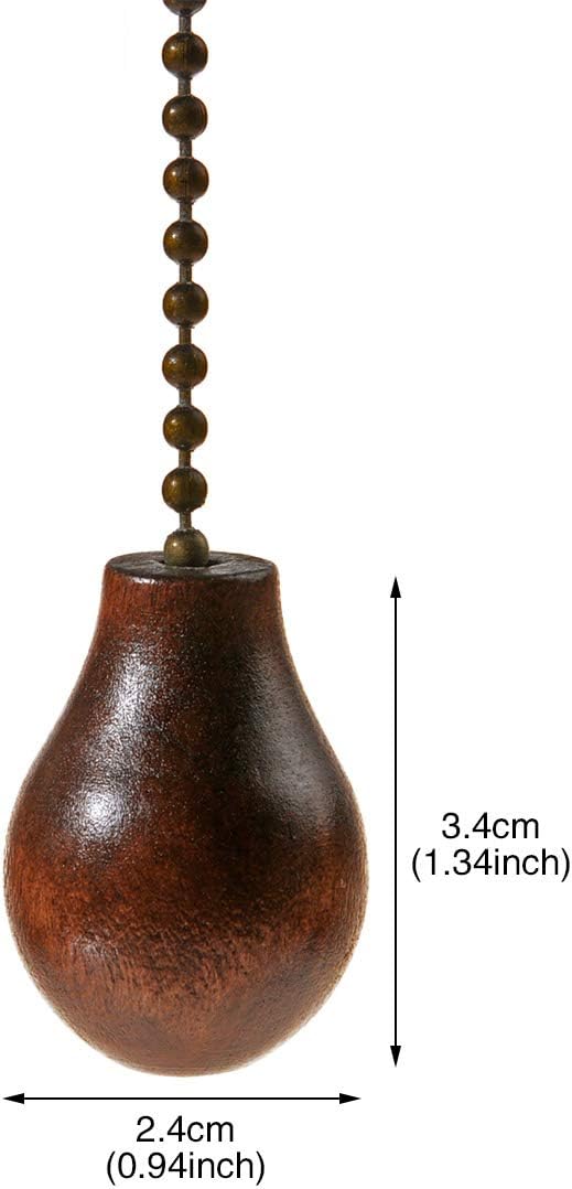 Saim Ceiling Fan Pull Chains Extension Decorative Bronze with Natural Wood Knob Pendant for Lighting Ceiling Fans Lamp, 12 Inch Pack of 2