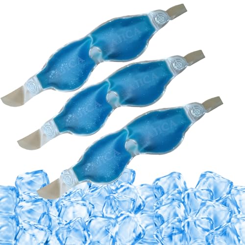 Image of Aloe Vera Cool Gel Eye Mask Summer Ice Cooling Sleeping Mask for Eye Patches Remove Dark Circles Fatigue Cool Eyes Patch Pads Eye Care (Blue Aloe Mask, Pack of 3)