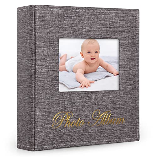 Album Photo 10x15 cm, Anhow PU Cuir 200 Photos Album Photo à Glisser pour Bébé, Mariage - Brun Cover