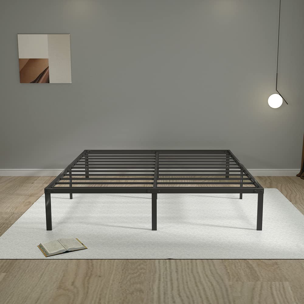 AGXI Full Size Bed Frame, Metal Bed Frame 16 Inch Tall Bed Frame No Box Spring Needed, Heavy Duty Platform Full Bed Frame with Storage Space, Sturdy Bed Frame Full Non-Slip Noiseless