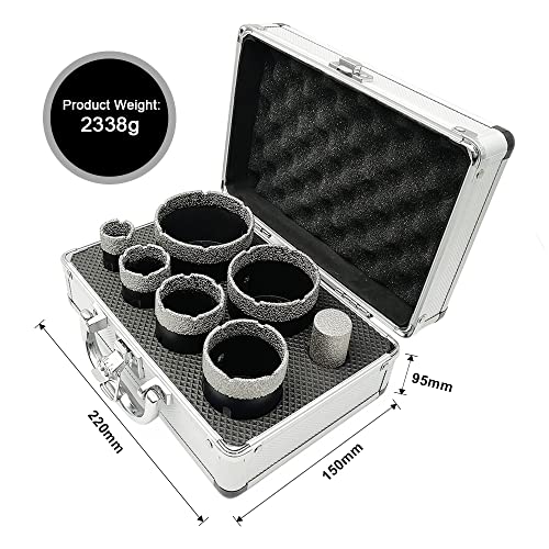 Shdiatool 7-Piece Diamond Hole Saw Kit For Porcelain Tile Ceramic Marble Brick Vacuum Brazed Core Drill Bits Set(A85458K3) #TOP6
