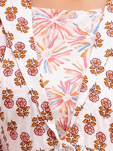 Image of feranoid Women's Cotton Floral Printed Short Kurti Tunic Top