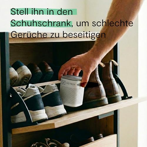 VITESY DEO Geruchsentferner | Für Kühlschrank, Auto, Schrank & Schuhe | 10 Jahre haltbar ohne Filter & Nachfüllen | Natürlicher Luftreiniger gegen Gerüche | Kompakt, Nachhaltig & Wiederverwendbar