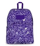 JanSport SuperBreak Plus Backpack with Padded 15-inch Laptop Sleeve and Integrated Bottle Pocket - Spacious and Durable Daypack for Work and Travel - Dub Doodle Purple