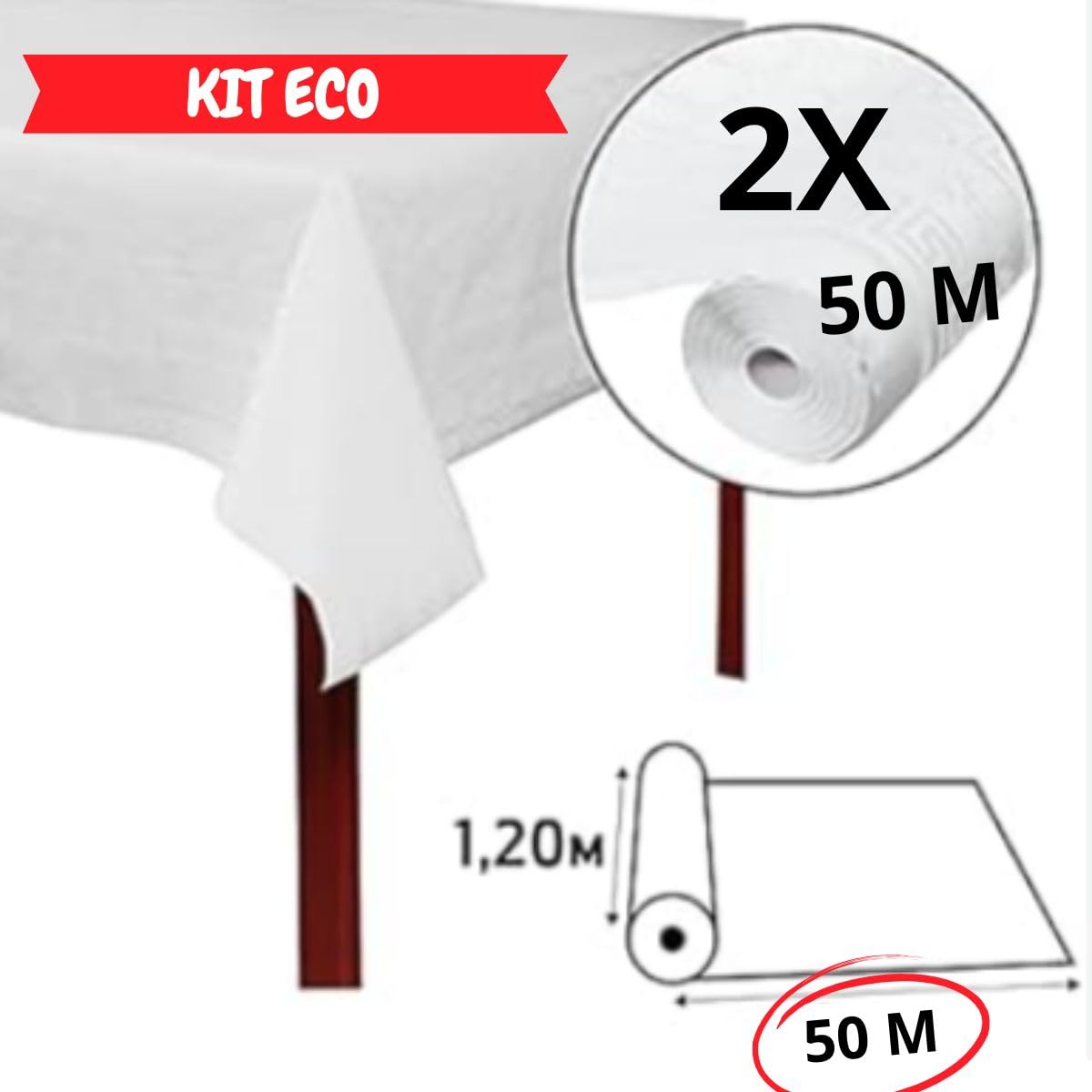 Rotolo Tovaglia usa e getta bianca carta damascata | Kit 330 posate: 2 rotoli da 50 m o 100 m | Larghezza 1,20 m | Impermeabile | Pasto festivo - Matrimonio - Banchetto - Barbecue