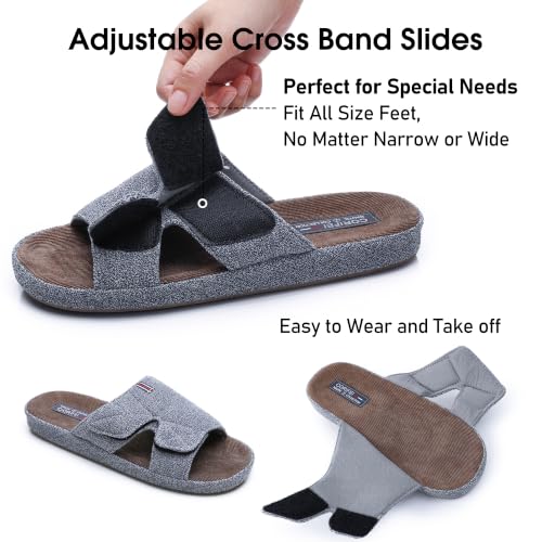 Image of House Slippers for Men Open Toe with Low Arch Support Rubber Sole