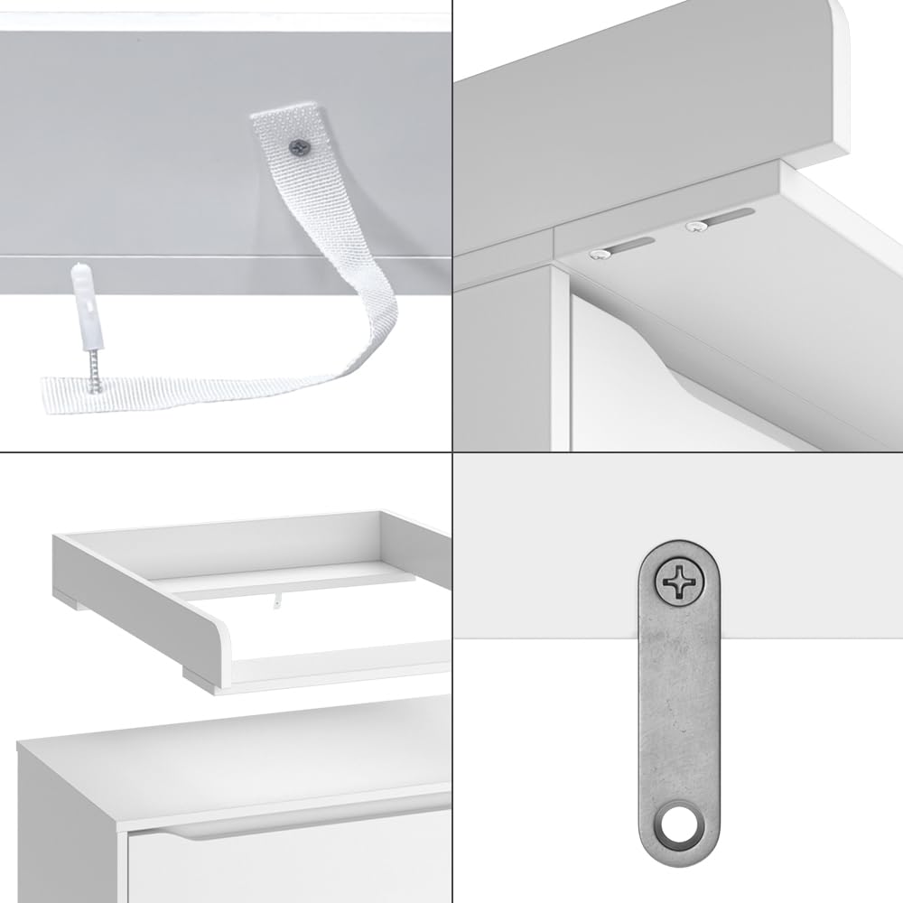 Vicco Plan à Langer Wicko, Blanc, 60x76cm, pour Une Utilisation comme Plan à Langer sur des commodes Standard